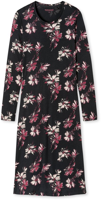 jurk, fleurig, lange mouw, katoen, bloemenprint