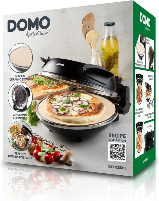 DOMO Pizza Oven 'My Express Pizza' zwart - pizzaoven met steen