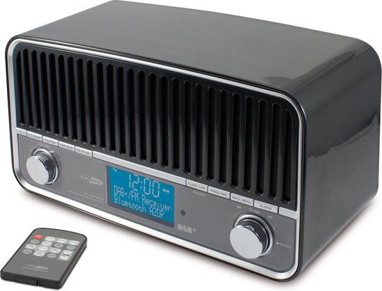 Caliber HFG409DBT/B - Retrolook radio met DAB+, FM, Alarm klok - zwart