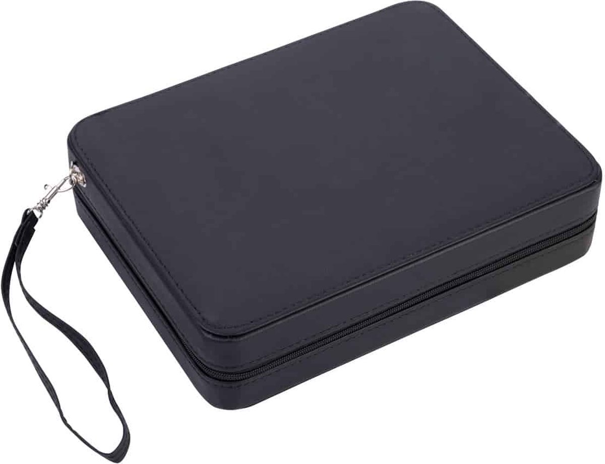 kept, navy case, zipper, hand strap, storage case