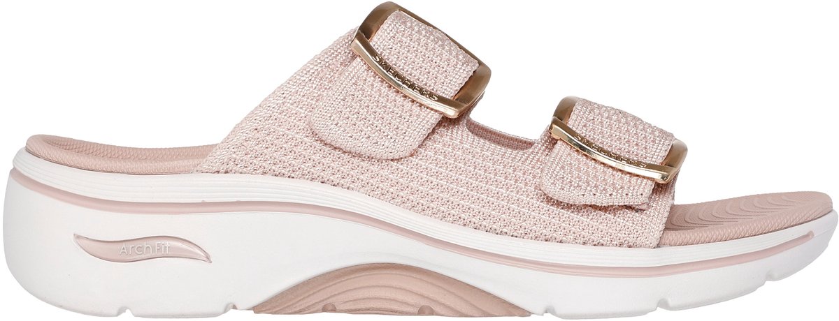 slipper, sandal, platform, pink, textured fabric