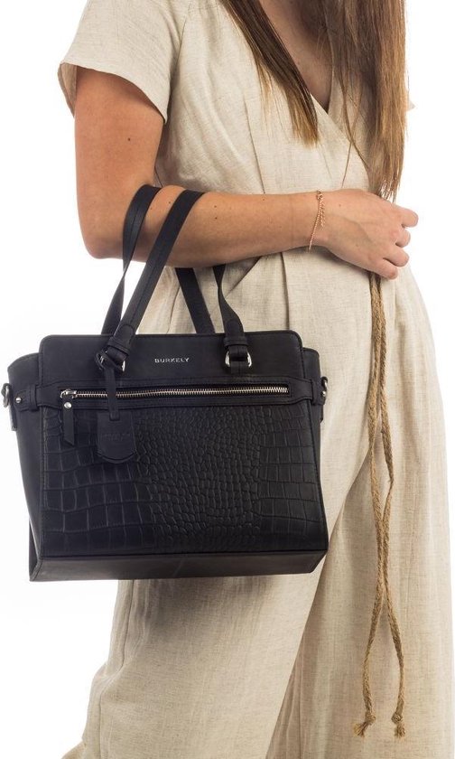 BURKELY Croco Cody Handbag S Handtas - Zwart