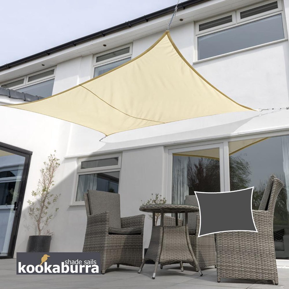 Kookaburra 2,0m Vierkant Zand Party Schaduwdoek (Geweven - Waterafstotend)