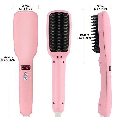 KINGDOMCARES - Hair Straightener Brush, PTC Faster Heating Straightening Brush Styler At Home