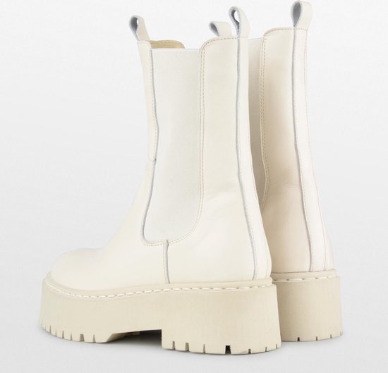 PS Poelman Kimmy Dames  - mt 40 - Leren Chunky Chelsea Enkellaarzen met Elastiek