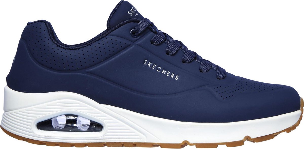 Skechers - Maat 43 - Uno - Stand On Air Heren Sneakers - Donkerblauw
