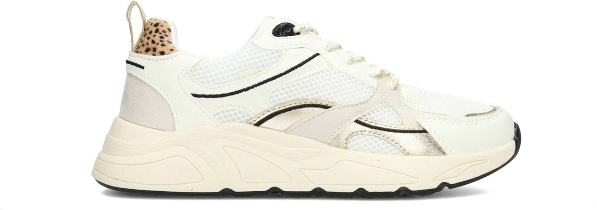 witte sneaker, dameschoenen, berkleurige sneaker, mesh stof, dikke zool