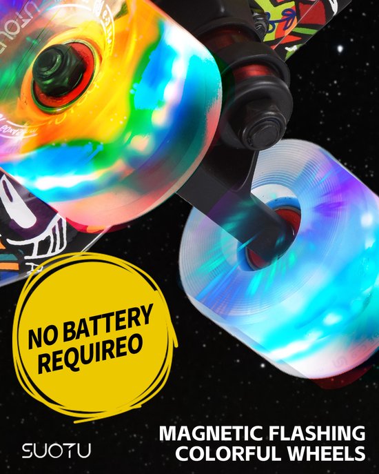 Skateboard- Wielen met LED-verlichting - Tot 50 kg - Skateboard Meisjes/jongens - Skateboard Volwass