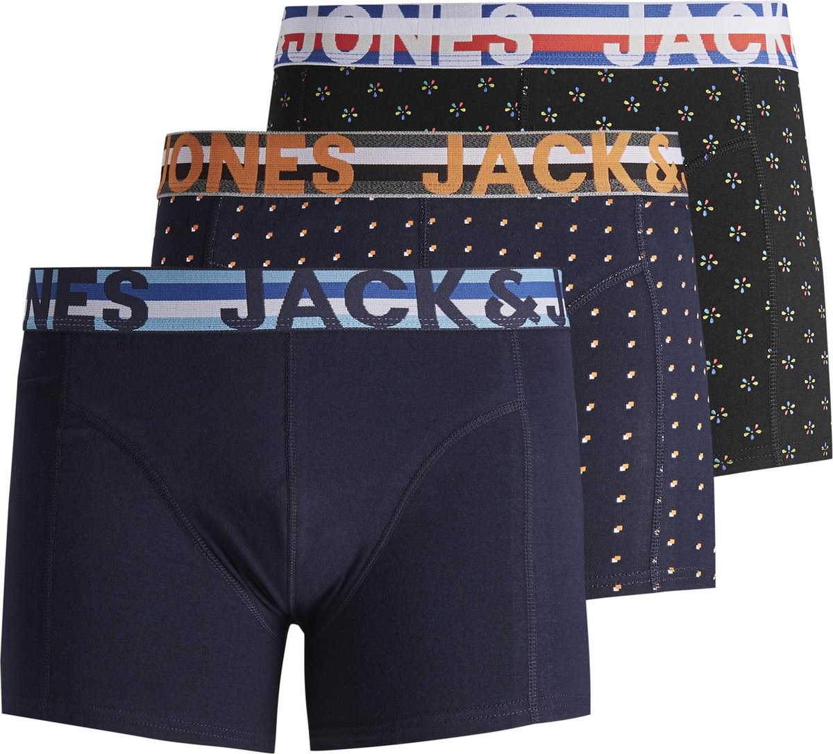 boxers, ondergoed, navy, elastische tailleband, patroon