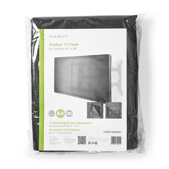 Nedis TV-Beschermhoes voor Buiten - Scherm afmeting 55 - 58" - Supreme Quality Oxford - Zwart