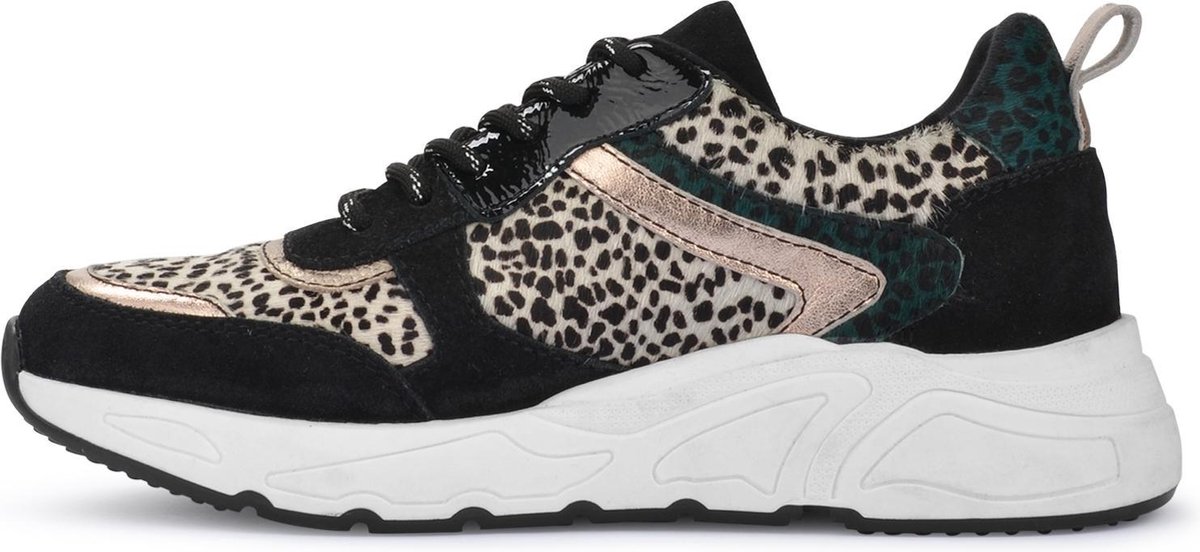 sneaker, hoge zool leopard, multicolor, ruwe zool patroon, witte tussenzool