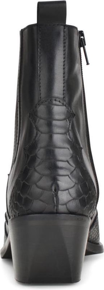 PS Poelman Leren Chelsea Enkellaarzen - mt 37 - met Western Snake Print Details - Tartor - Zwart - D