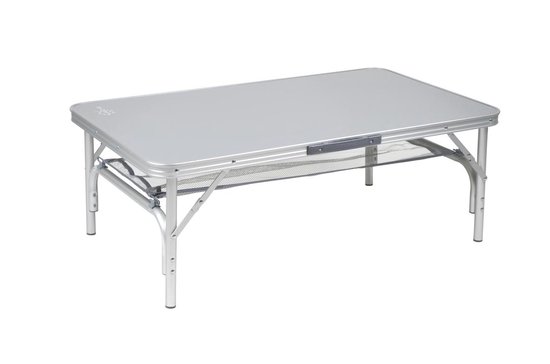 folding table, camping table, metal table, slatted shelf, silver color