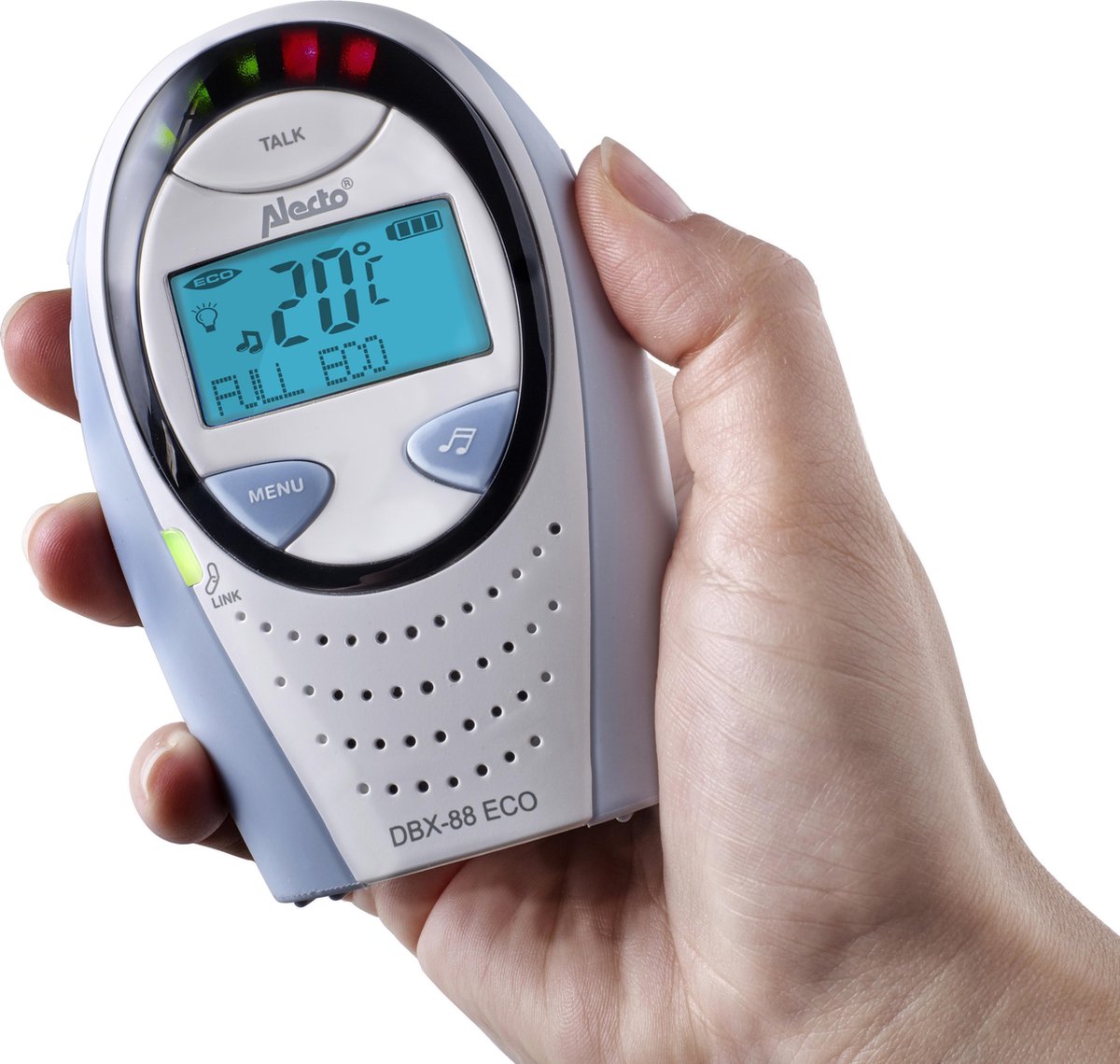 Alecto DBX-88 ECO - Full Eco DECT babyfoon met display - Wit/Blauw