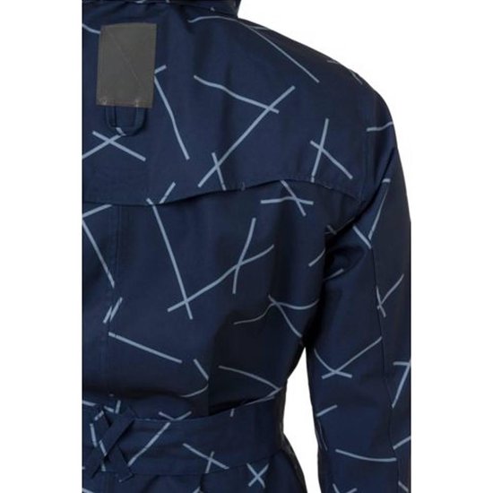 AGU URBAN OUTDOOR TRENCH COAT LONG WOMEN NAVY BLUE PRINT L