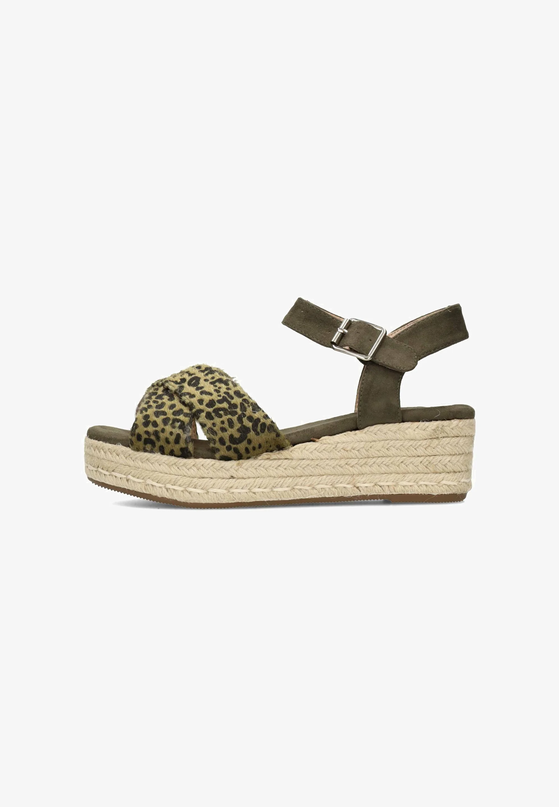 sandaaltje, wedge, basisriemp, leopard-print, platformsandaal