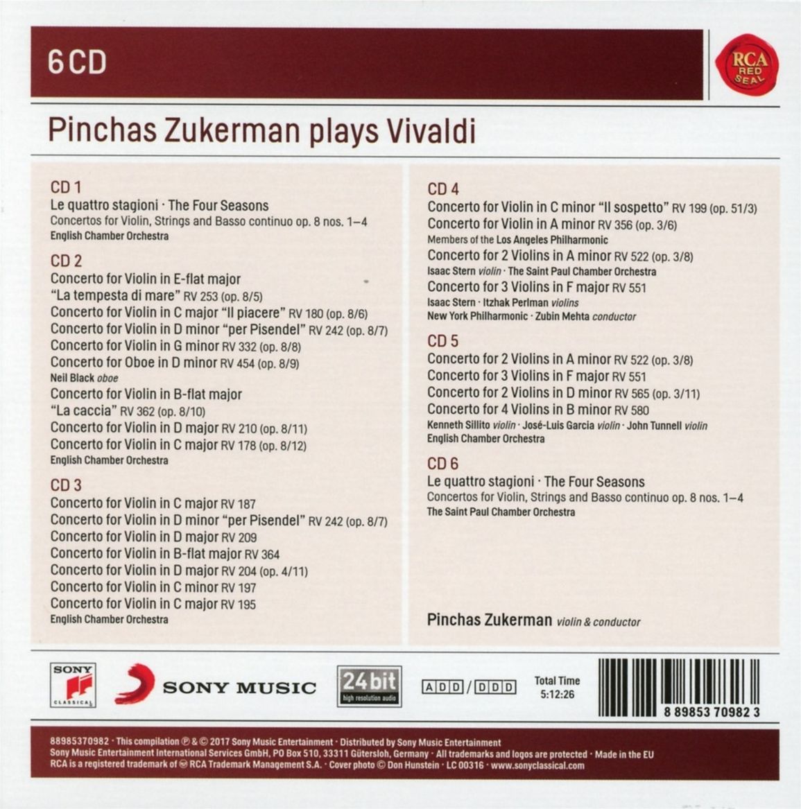 cd, klassieke muziek, viool, concerten, zukerman