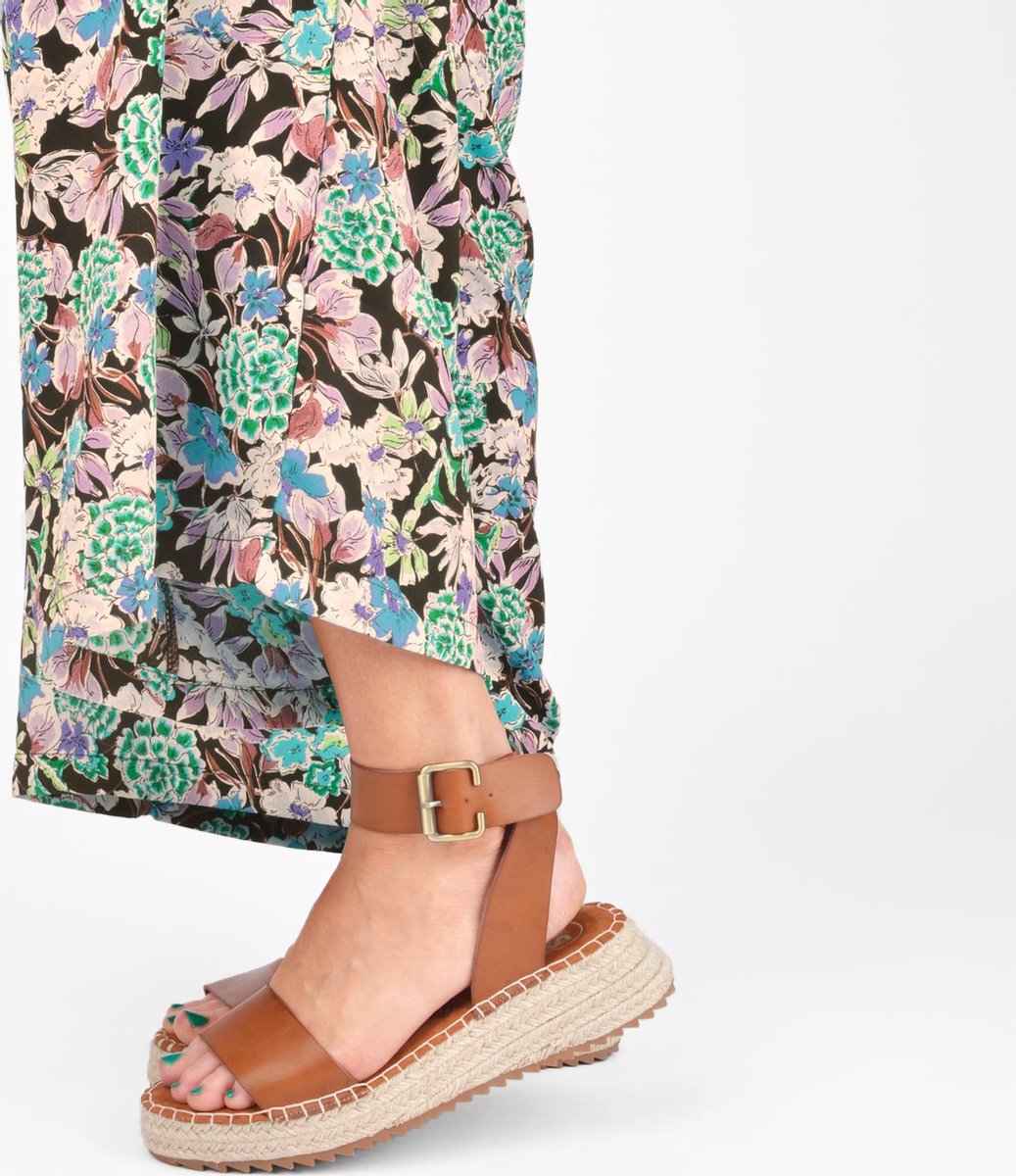 PS Poelman - Maat 37 - TARA Dames Faux PU Imitatie Leren Sandalen met Sportieve Espadrille Sleehak Z