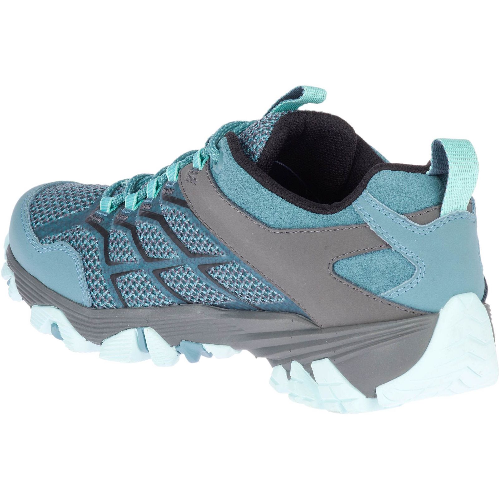 hiking shoe, trail shoe, mesh upper, turquoise, rubber outsole
