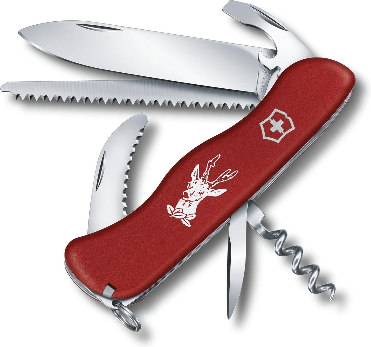 Victorinox Hunter Red Zwitsers Zakmes - 12 Functies - Rood Lemmet, Wapen, Dolk, Mes