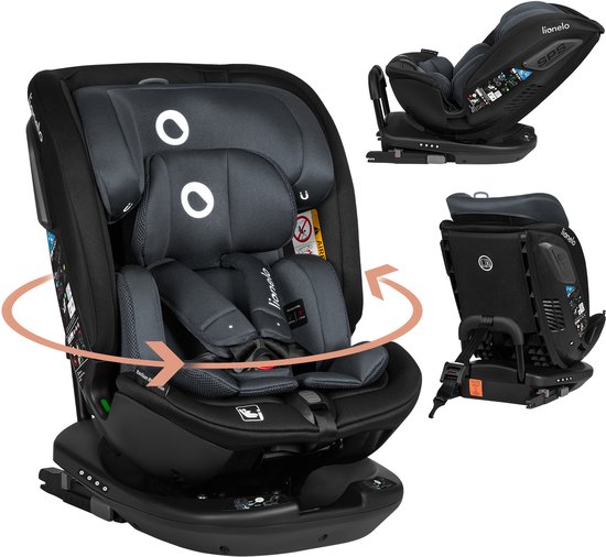 Lionelo Bastiaan RWF i-Size Autostoel 0-36 kg – ISOFIX – 360° Draaibaar – i-Size R129 – Achterwaarts & Voorwaarts – Zijbescherming – Tri-Guard Hoofdsteun