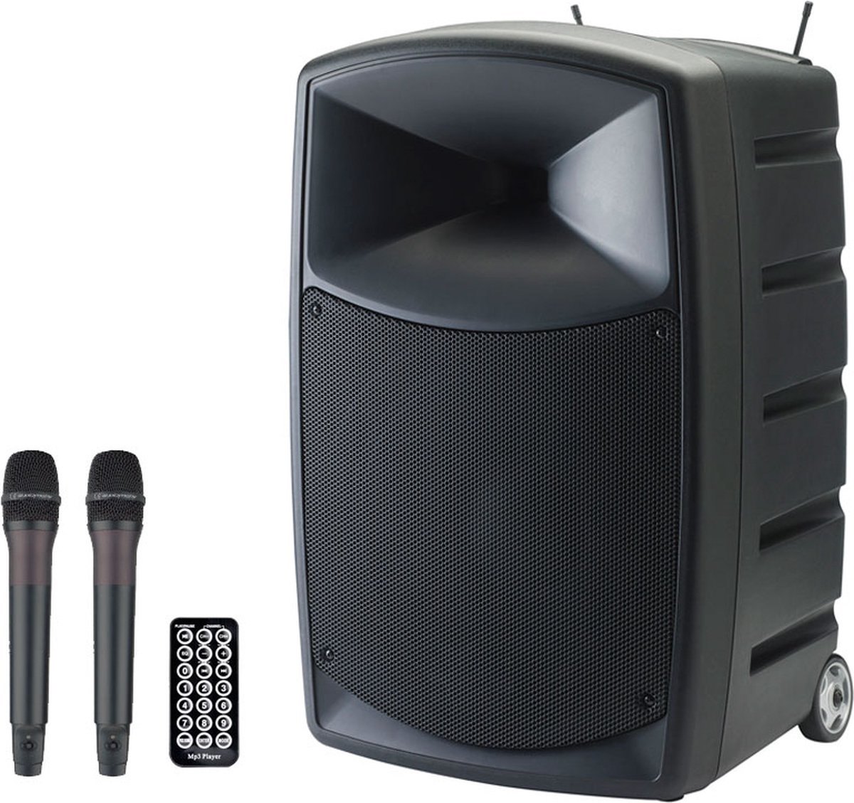 Audiophony CR12A-COMBO Bluetooth speaker met USB/SD en 2 UHF mics Elektrisch apparaat, Microfoon, Elektronica, spreker, Wiel