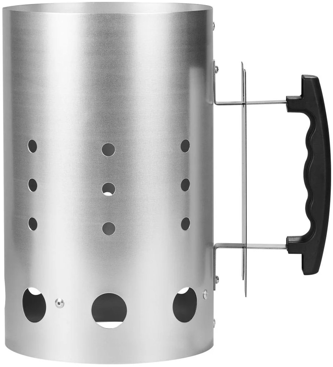 Grillmeister BBQ Starter - Materiaal: Staal - Kenmerk: voor max. 2 kg houtskool of barbecuebriketten - Vereenvoudigd het aansteken - Ergonomische greep - Gemakkelijk en veilig legen - Brikettenstarter - Houtskoolstarter - Barbecuestarter - GAK 170 A1