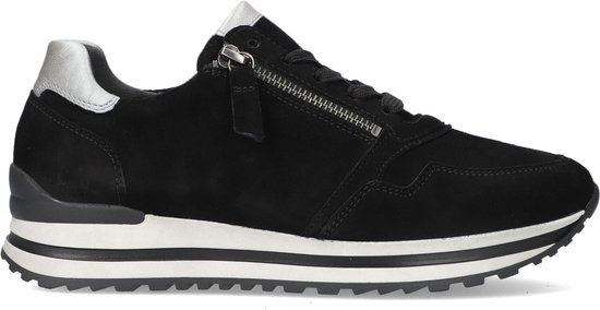 sneaker, zwart, rits, suède, zool