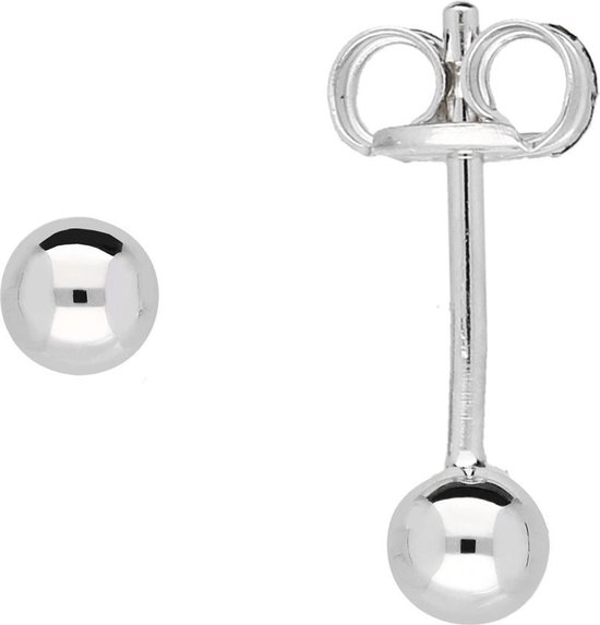 Classics&More oorknoppen - zilver - bol - Ø3 mm