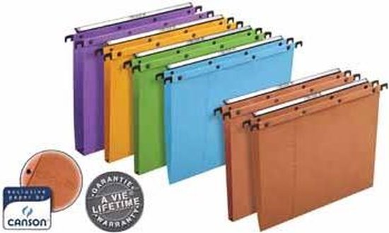 L'Oblique 25x hangmappen voor laden AZO tussenafstand 390 mm (foolscape) V-bodem oranje