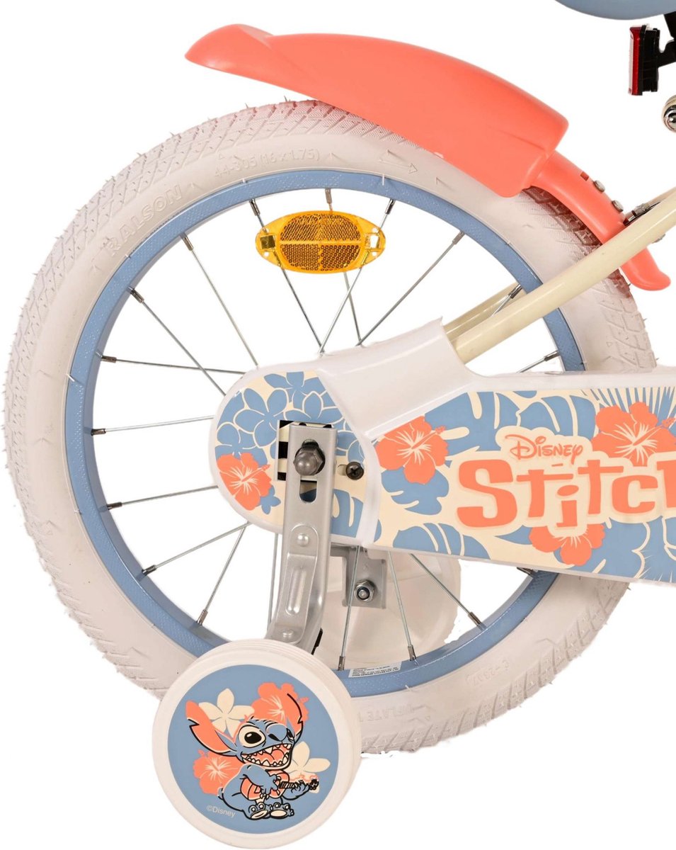 Disney Stitch Kinderfiets - Meisjes - inch - Crème Koraal Blauw