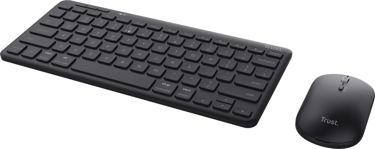 Trust Lyra - Draadloos Toetsenbord en Muis - Multi connect - Qwerty US - Zwart
