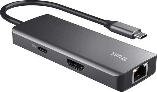 Trust Dalyx - USB C Hub - 6 poorten - 4K HDMI - Ethernet - USB A - USB C - Zilver