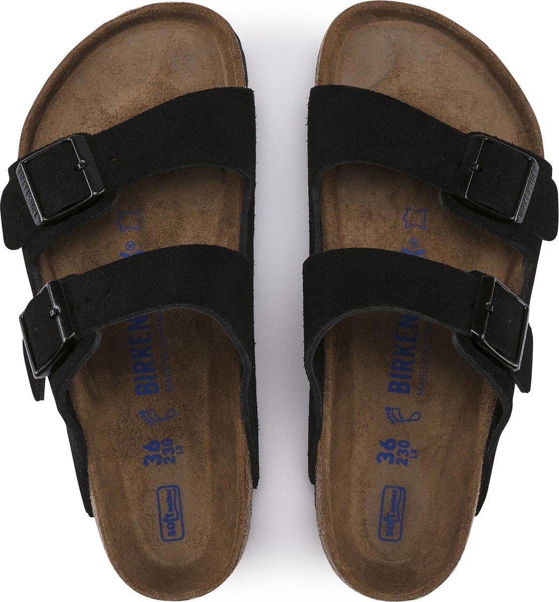 Birkenstock - Maat 38 - Arizona SFB VL Black Narrow Dames Slippers - Black