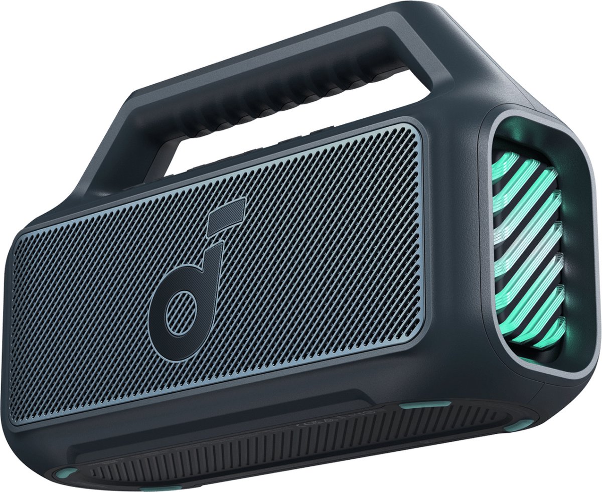 bluetooth, speaker, portable, grille, LED-lit