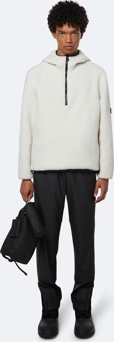 Rains - maat S/M- Fleece Pullover Hoodie - Off White - Unisex