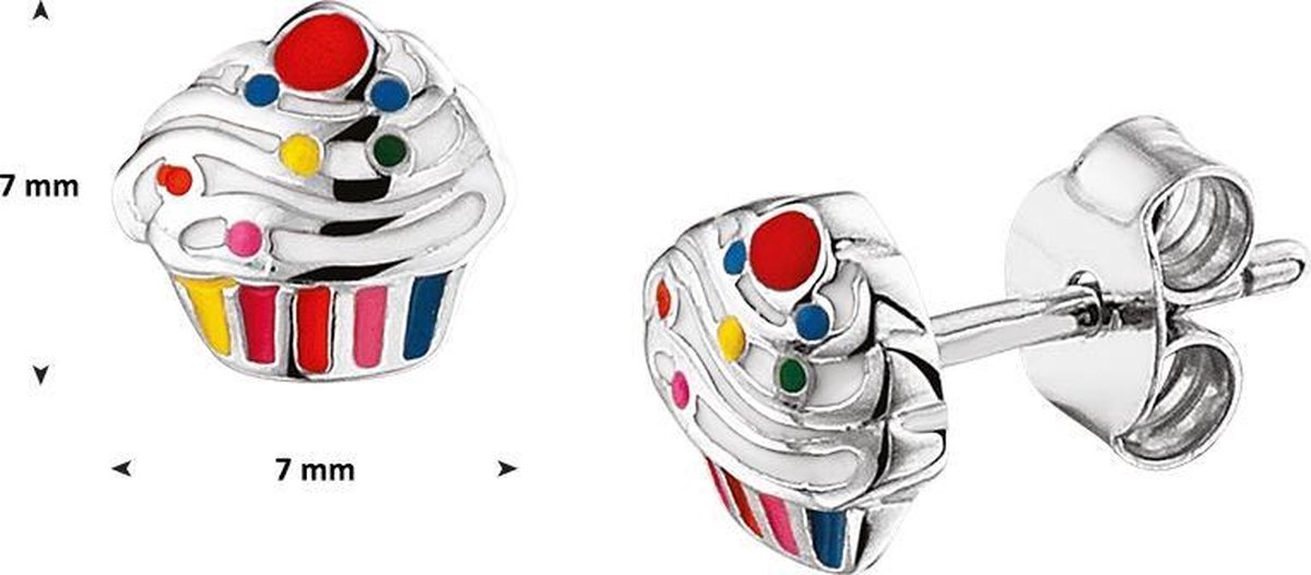 The Jewelry Collection - Oorknoppen Cupcake - Zilver