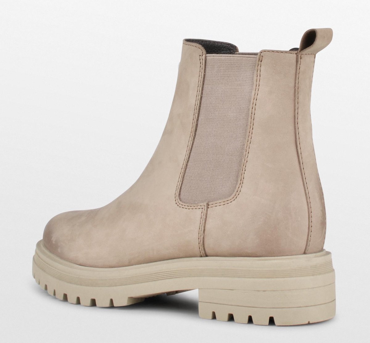 PS Poelman - maat 37 - Mink Dames Nubuck Leren Chelsea Korte EnkelLaarzen met Beige Zool en Elastiek