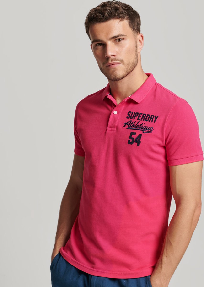 Superdry - maat XL- Vintage Superstate Polo Heren Poloshirt - Roze