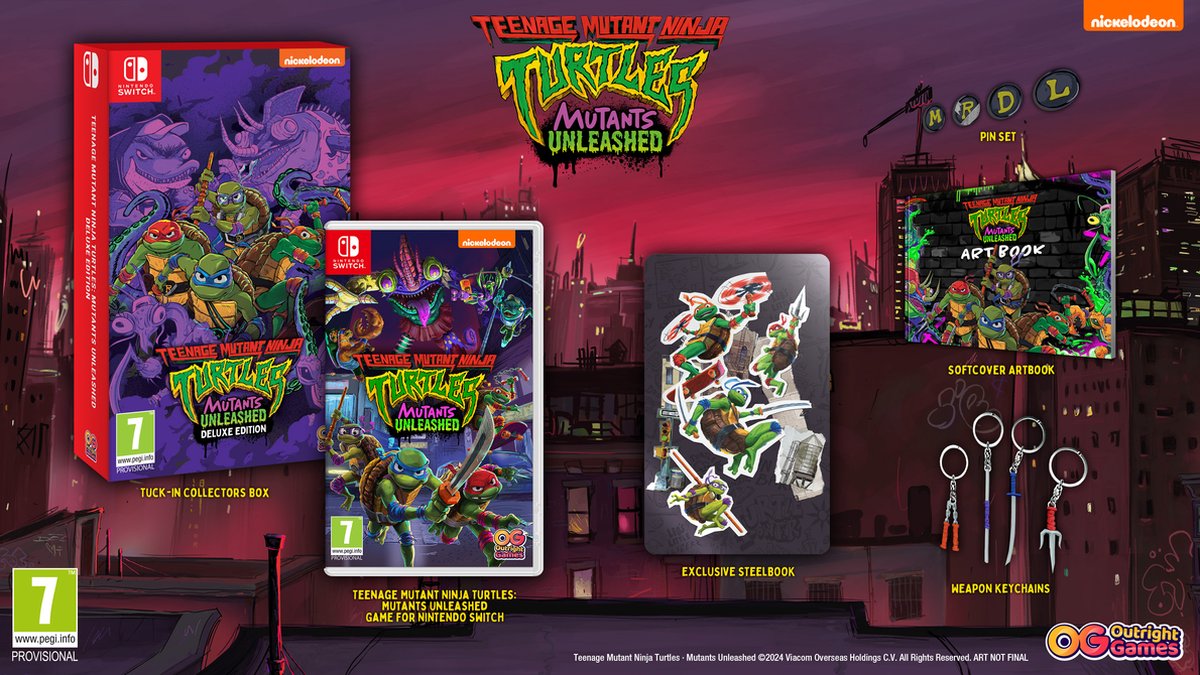switch spel, tmnt, mutants unleashed, arteboek, sleutelhangers