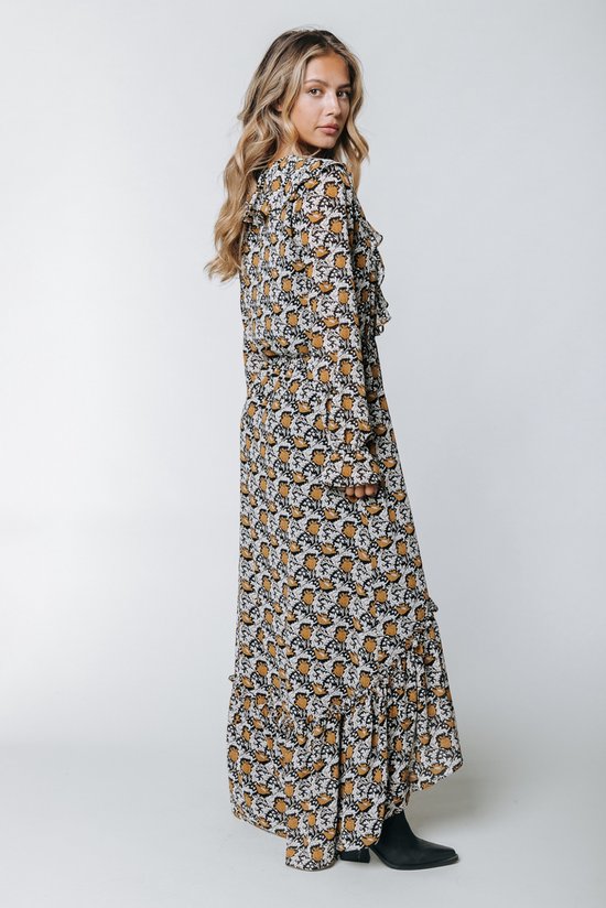 Colourful Rebel - maat M - Penny Paisley Flower Ruffle Maxi Dress