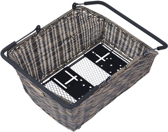 Basil Cento Rattan Look Multi System Fietsmand - Achter - Kunststof rotan - Bruin -22 Liter