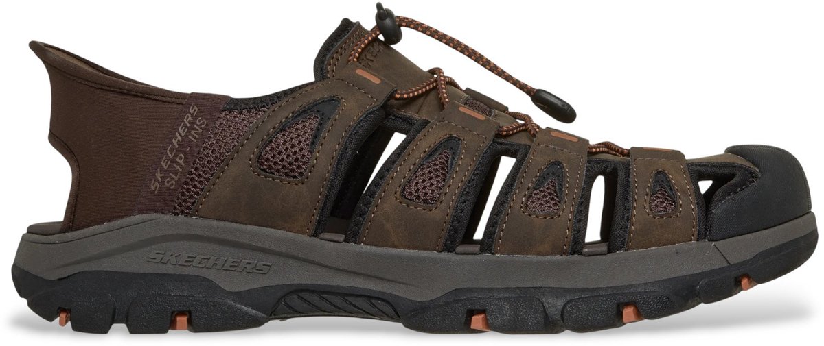 sandals, closure sandal, cushioned sole, brown color, mesh panels