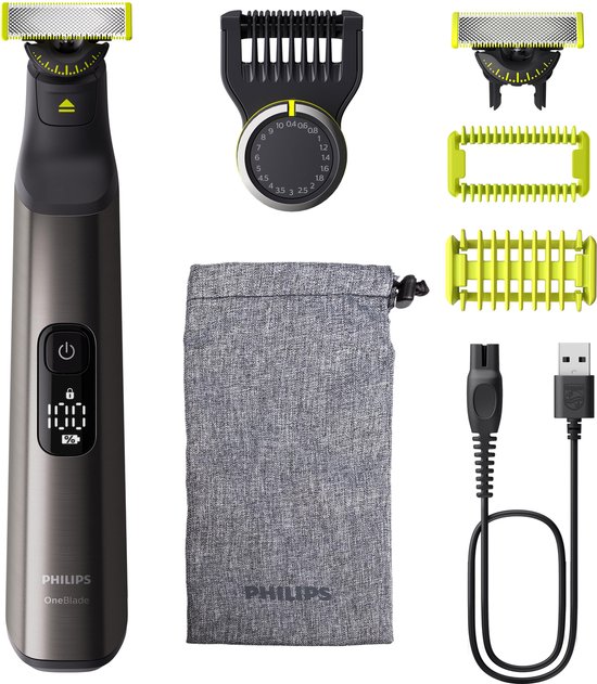 Philips OneBlade Pro 360 Face + Body – Zilver - Trimmer, scheerapparaat en styler in 1 - Inclusief o