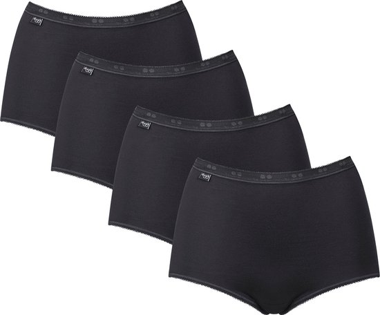 sloggi - Maat 38 - Basic+ Dames Maxi slip - 4-pack - Zwart