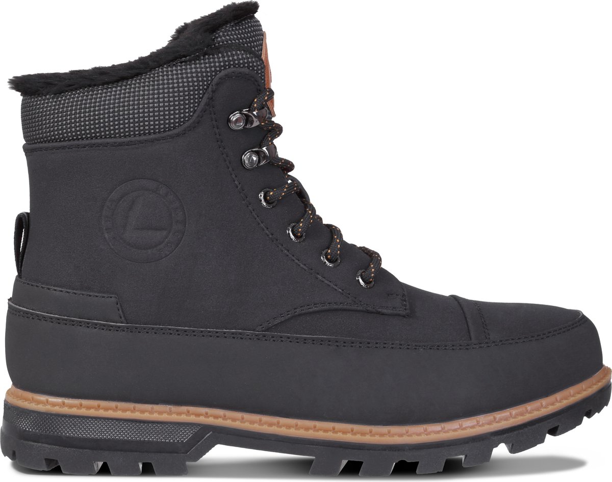 boot, hiking boot, black, lace-up, rubber sole