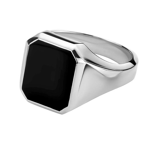 The Jewelry Collection - Zegelring Onyx - Zilver - Maat 18.00