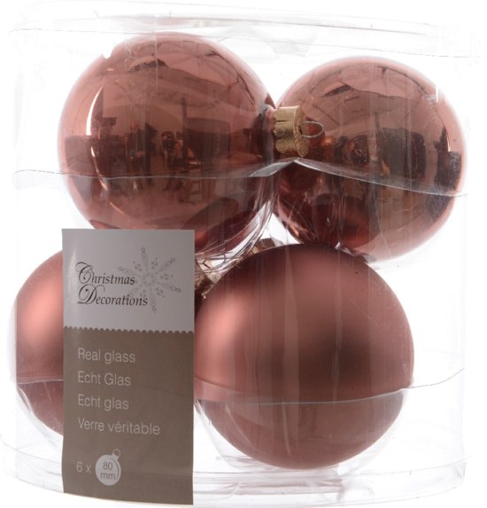 Glazen kerstbal (8cm) (set van 6)