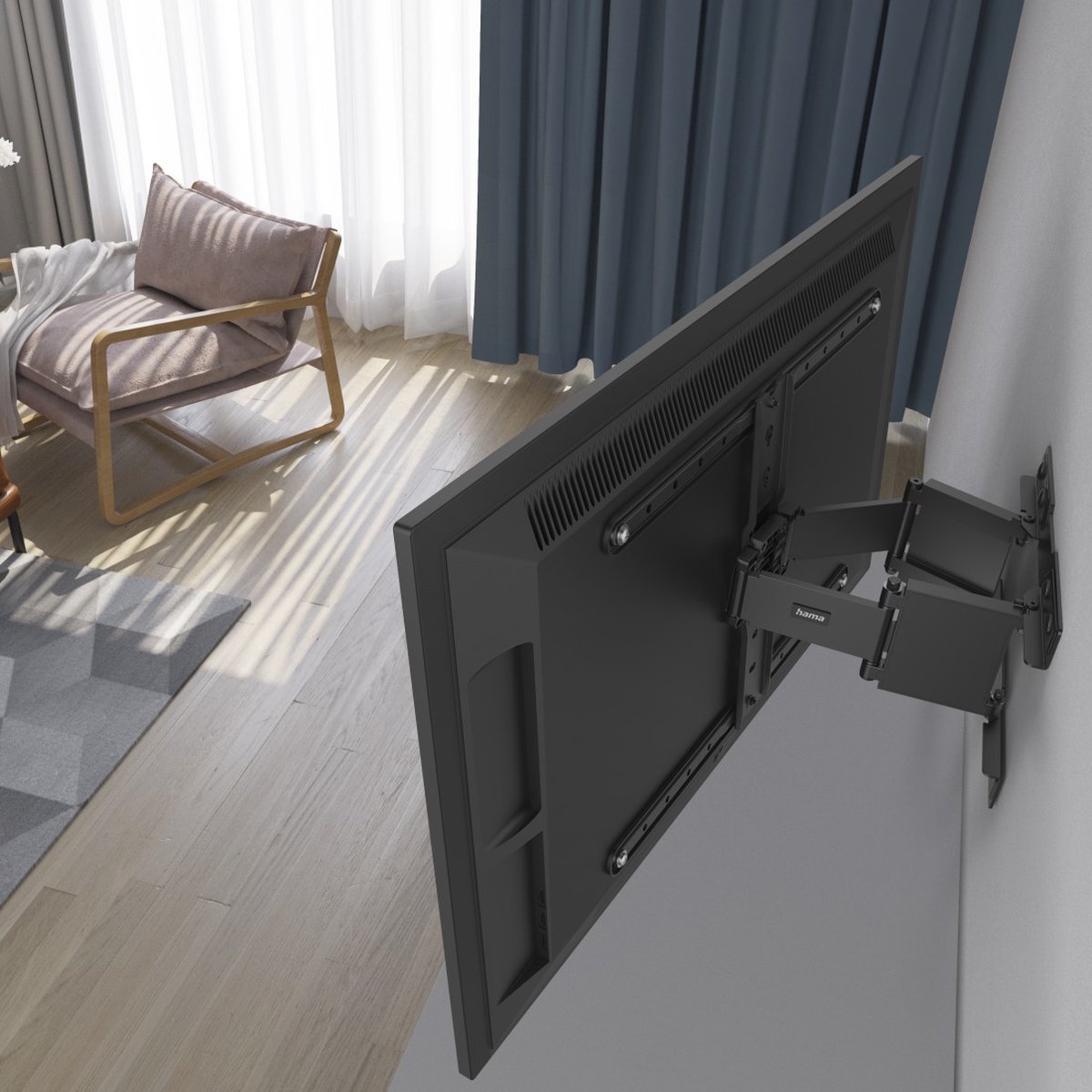 Hama tv beugel - Draai en kantelbaar - 37" - 90" - max 50kg - VESA 600x400 - Ultraslim - Wandafstand 23mm
