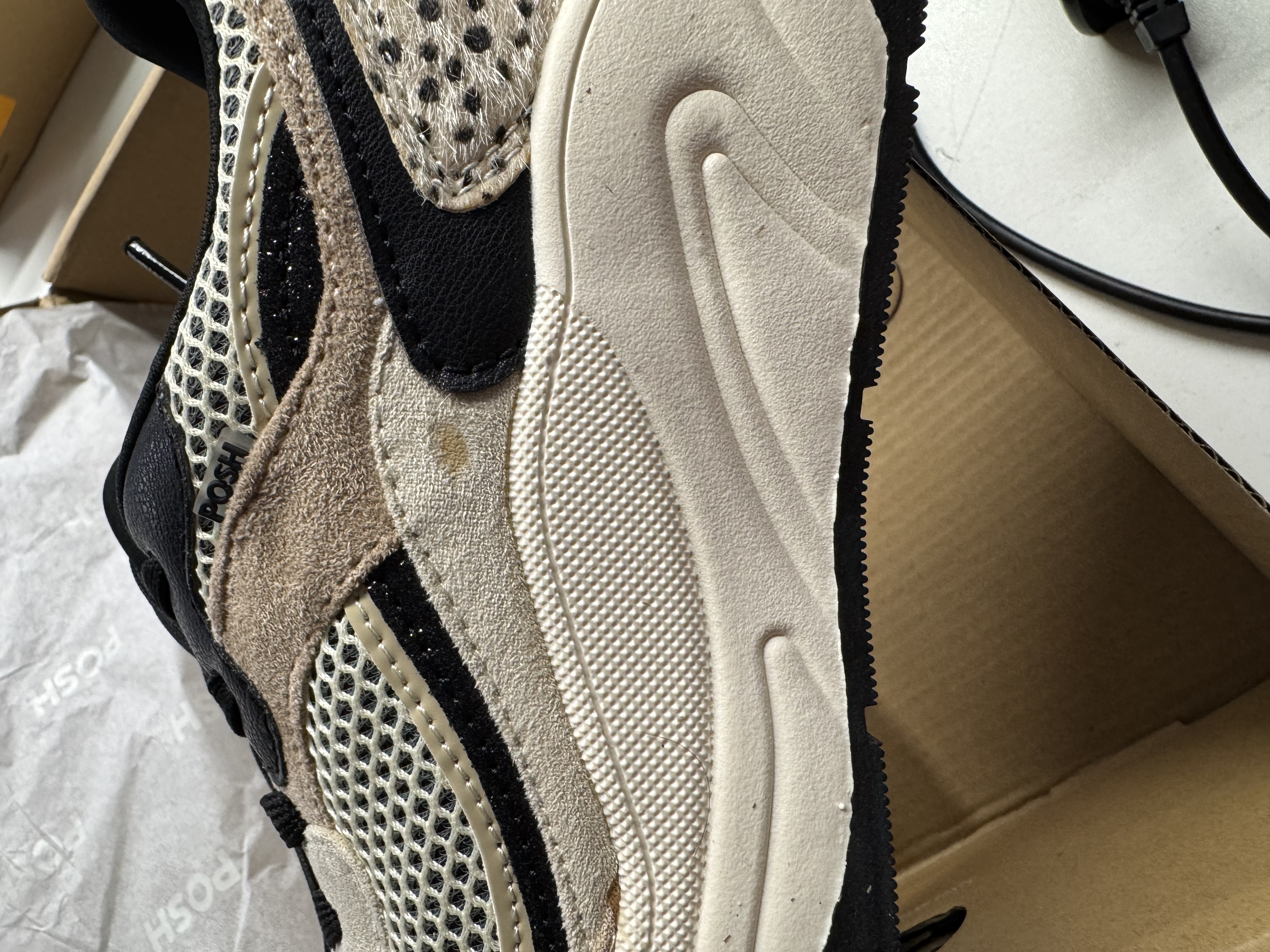 sneaker, zool, mesh, tan suede, basketbal schoen